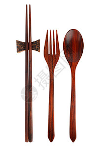 木勺叉子和筷子图片