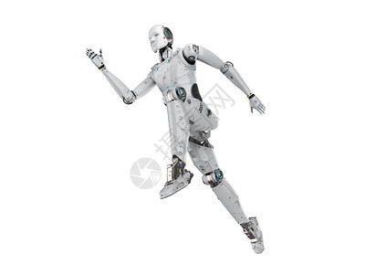 3d使人形机器人在白色背景图片