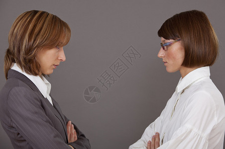 两名女企业竞争对手因灰色背图片