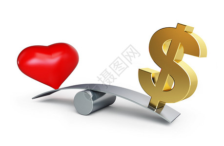 白色背景上的爱情或金钱平衡图片