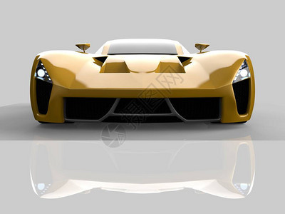 黄色赛车概念汽车一辆灰色背景的汽车图片