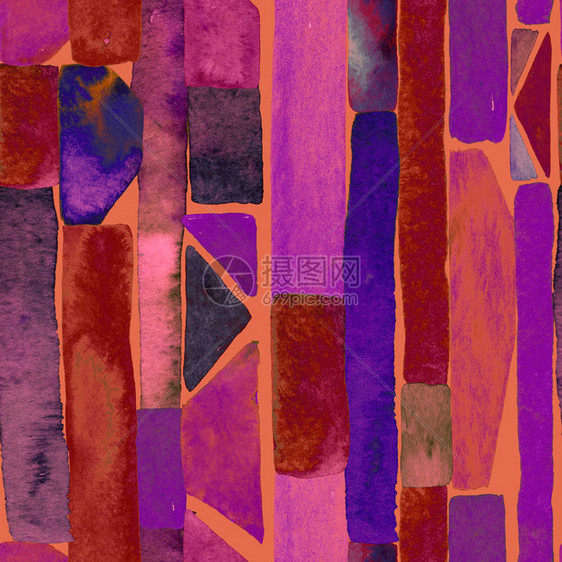 包豪斯模式粉红色几何水彩抽象无缝打印水彩条纹背景万花筒线当代艺术插图包豪斯平面设图片
