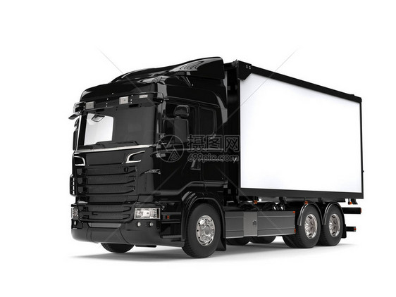 黑色现代重型运输卡车图片