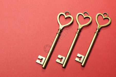 我的心之钥我的成功之钥或商业关键绩效指标概念的三把钥匙背景图片