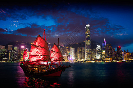 Victoria港香夜景与图片