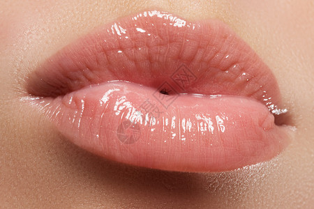 感的嘴唇美容粉红色唇妆细节美丽的化妆特写感嘴口红或唇图片