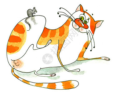 猫与老鼠水彩绘画图片