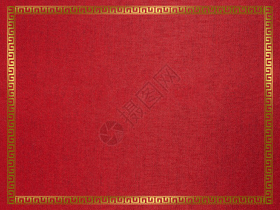 背景红色丝绸质地上的金色边框背景图片