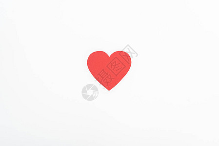 红色心脏符号的顶部视图在白色圣情人节背景图片