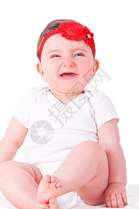 有红丝带的女婴图片