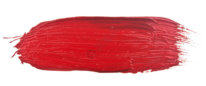 在白色上隔离的画笔的红色描边图片