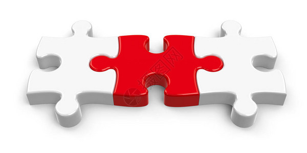 路    桥三块中间有红色块的拼图插画