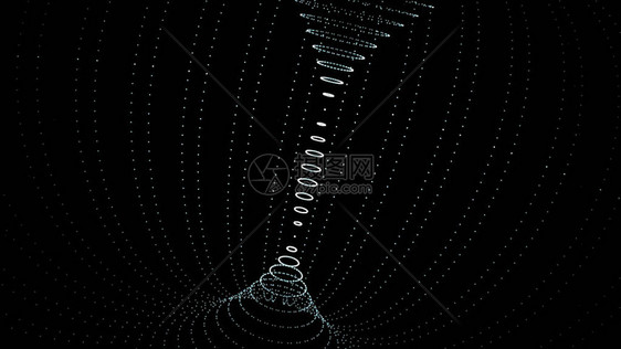 背景与同心环移动无线电波雷达或声纳的动画催眠的图形效果在隧道内移动深黑色抽象流动图片