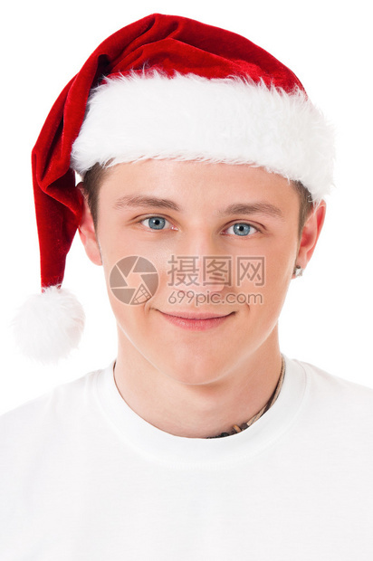 穿着白色圣诞老人帽子的英图片