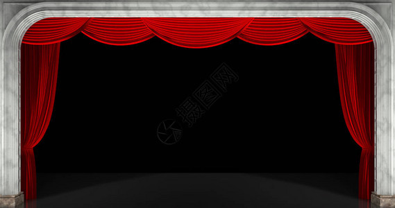 红色剧院幕帘背景3D背景图片