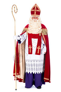 Sinterklaas的肖像与工作人员一起背景图片