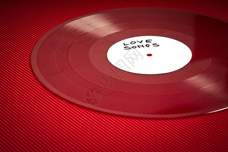 情人节背景与红色LP唱片与火红图片