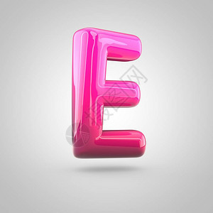 有光泽的红色和粉色渐变漆字母E大写气泡扭曲字体的3D渲染图片