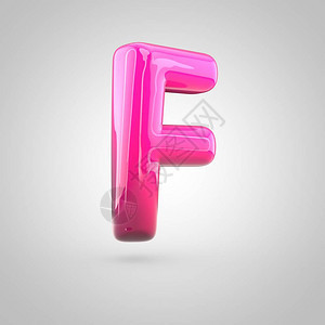 有光泽的红色和粉色渐变漆字母F大写气泡扭曲字体的3D渲染图片