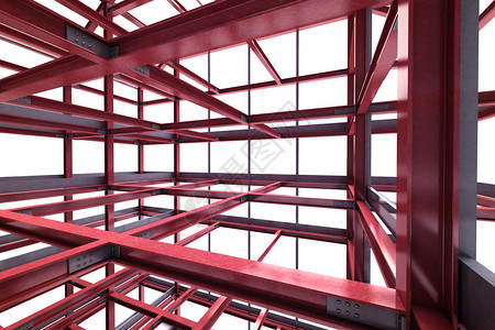 红钢框架建设室内视角野的室内图片