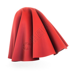 红布覆盖球体白色背景的3D投影丝绸带面背景图片