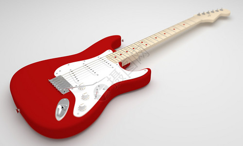 CGI图像红色和白色电吉他背景图片