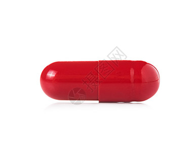 白色背景上的红色药丸胶囊背景图片