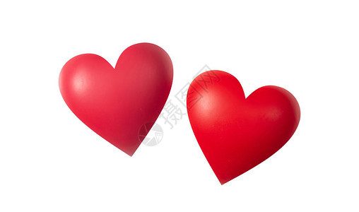 情人节两个红心在白色图片