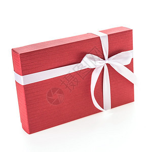 白色背景上孤立的圣诞红色礼品盒图片