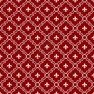 白色和红色花朵deLis纹质制造背景图片
