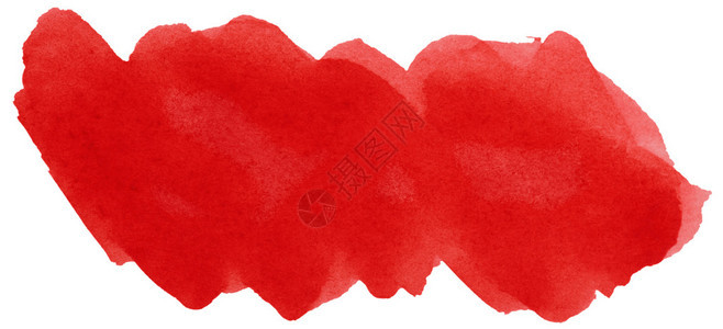 白色上孤立的水彩画笔红色描边图片