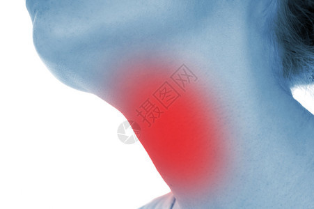 喉咙痛显示红色孤立图片