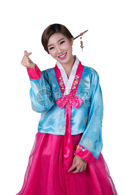 身着汉博克Korean服装的朝鲜女孩图片