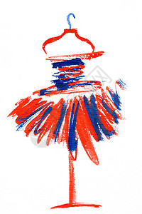 拉丁文的蓝色和红色礼服水彩手画出白色背景图片