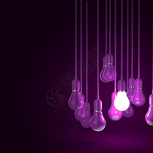 3D紫色灯泡的创造思想图片