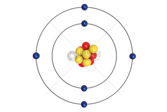 含有质子中子和电子的碳原子图片