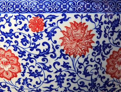 陶瓷碗上用于本底的旧花图片