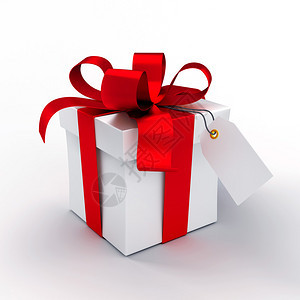 白色礼物盒绑着红色丝带图片