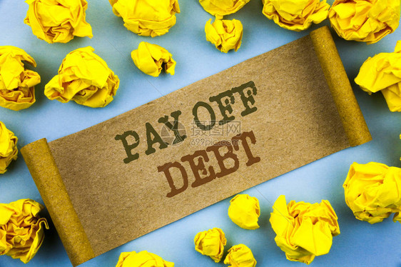 文字文字还清债务提醒支付欠款金融信用贷款票据的商业概念以折叠纸为图片