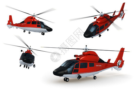 混合了白色背景的3D型救援直升机的详细模型图片