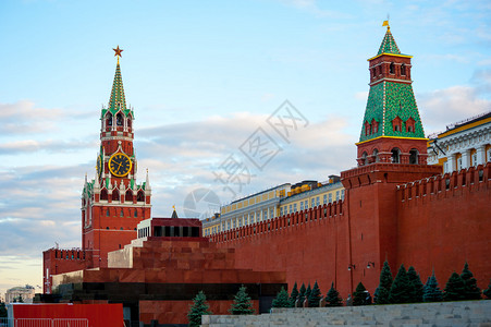 斯帕卡亚塔楼和俄罗斯莫科红广场克里图片