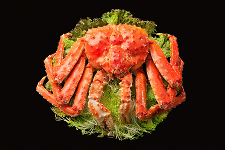 红帝王蟹盛在大盘子上图片