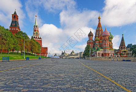 莫斯科克里姆林宫红广场和圣背景图片