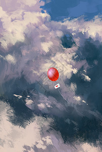 红色气球有情信封的红气球图片