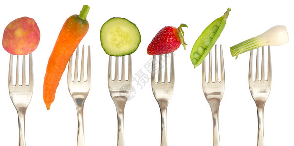 收集叉子的蔬菜和水果图片