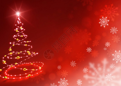 闪亮的红色背景上的抽象圣诞树图片