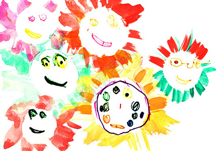 儿童画许多快乐的图片