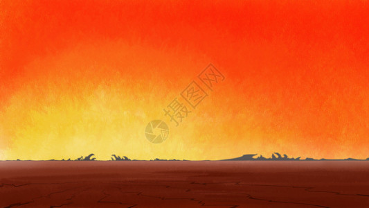 孤独干旱中的日出沙漠破碎数字图片