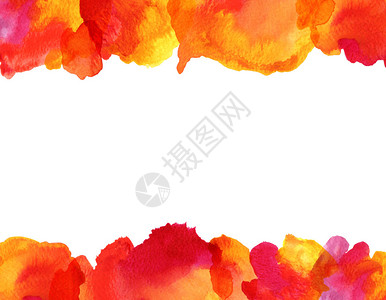 背景与手绘水彩红色和橙色污渍您设计的五颜六色的水彩背景孤立在白色背景图片