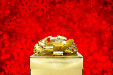 厚金礼品盒带彩红色雪片波埃赫浅光背图片